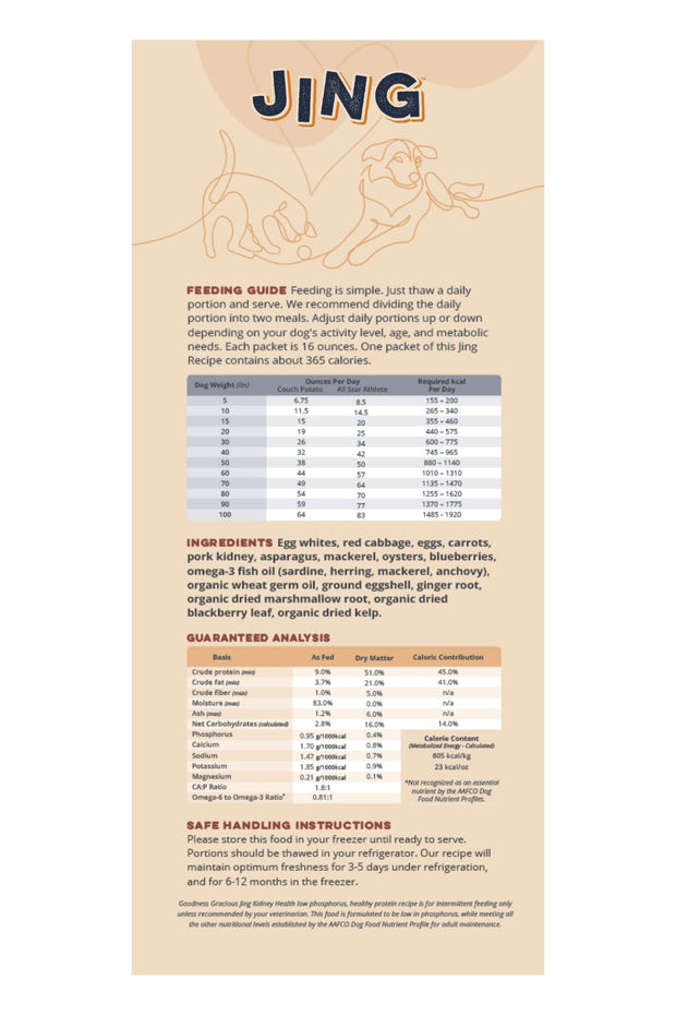 Jing - Low Phosphorus Kidney Recipe for Dogs