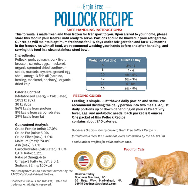 Gently Cooked Pollock Recipe for Cats- BULK