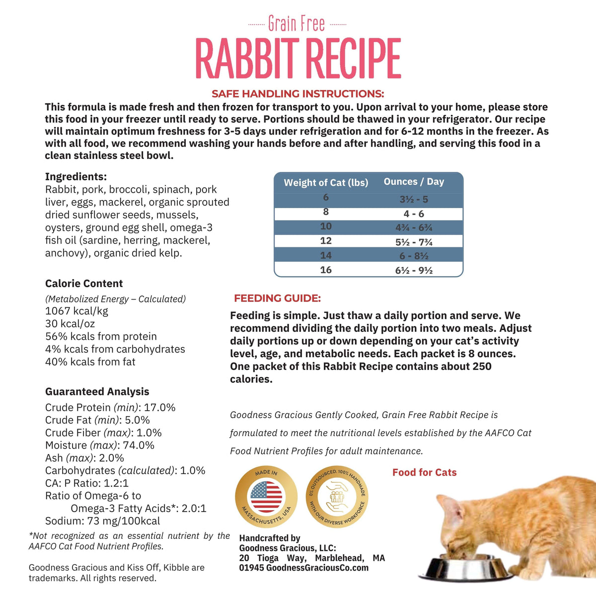 Rabbit Gently Cooked Meals for Cats Human Grade - Goodness Gracious