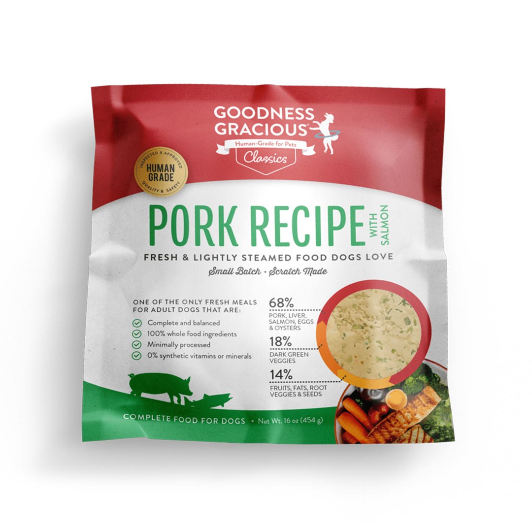 ドッグフード JUICY PORK, AQUAGREE ,GREEDY, IMMUNO Pork & Wild Salmon Gently Cooked Meals for Dogs Human Grade