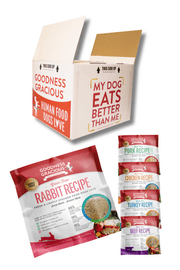 Human Grade, Gently Cooked Rabbit For Dogs Preset Boxes- 18lbs.