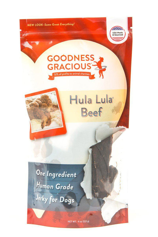 Goodness Gracious Human Grade, Single Ingredient Hula Lula Beef Jerky for Dogs